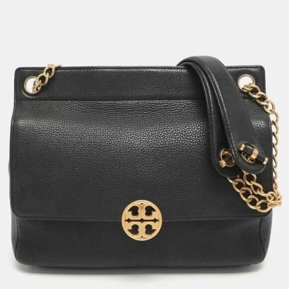 Tory Burch Handbags - Tory Burch Stunning Chelsea Black Leather Convertible Shoulder/Crossbody